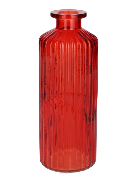 <h4>DF02-666113200 - Bottle Caro lines d4.5/7.5xh20 cherry red transparent</h4>