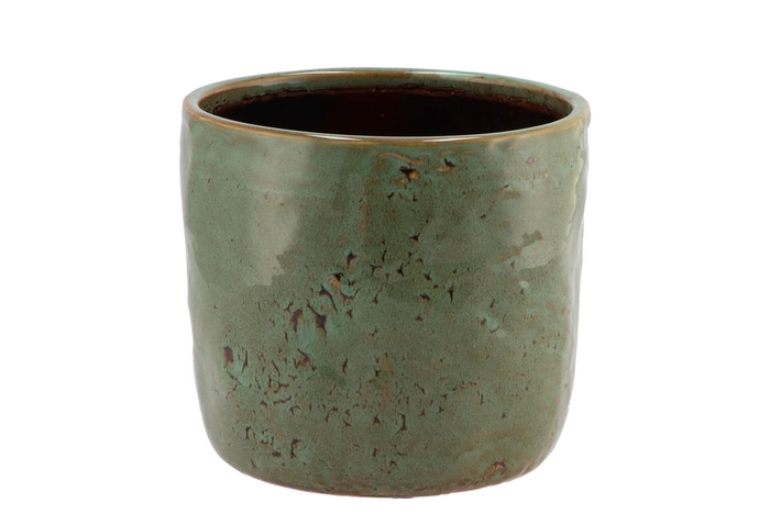 <h4>Iron Stone Green Glazed Pot 16x15cm</h4>