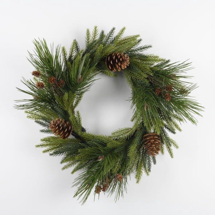 Af Wreath Mix+cone 50cm Green