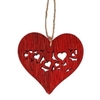 Pendant heart full wood 7x7,5cm+16cm string red