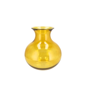 Mira Yellow Glass Cone Neck Sphere Vase 16x16x17cm