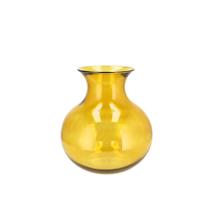 <h4>Mira Yellow Glass Cone Neck Sphere Vase 16x16x17cm</h4>