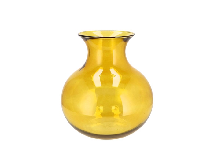 <h4>Mira Yellow Glass Cone Neck Sphere Vase 16x16x17cm</h4>