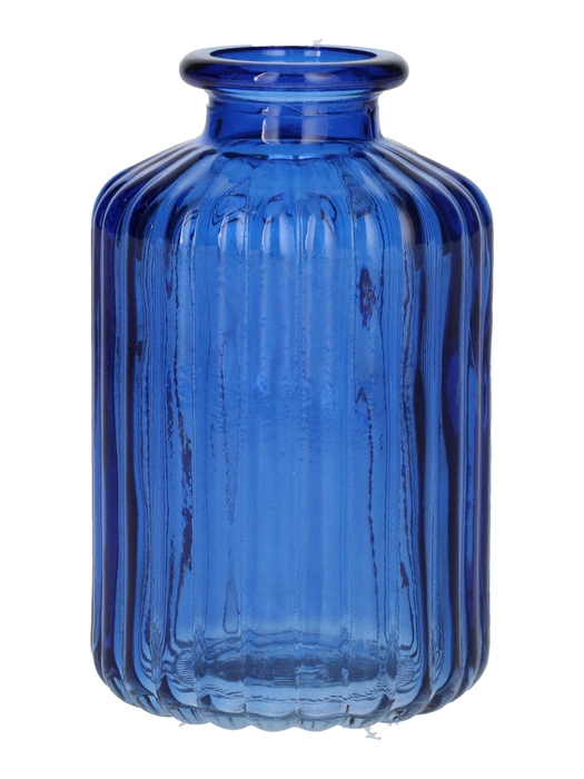 <h4>DF02-666110900 - Bottle Caro lines d3.5/6.2xh10 cobalt blue</h4>