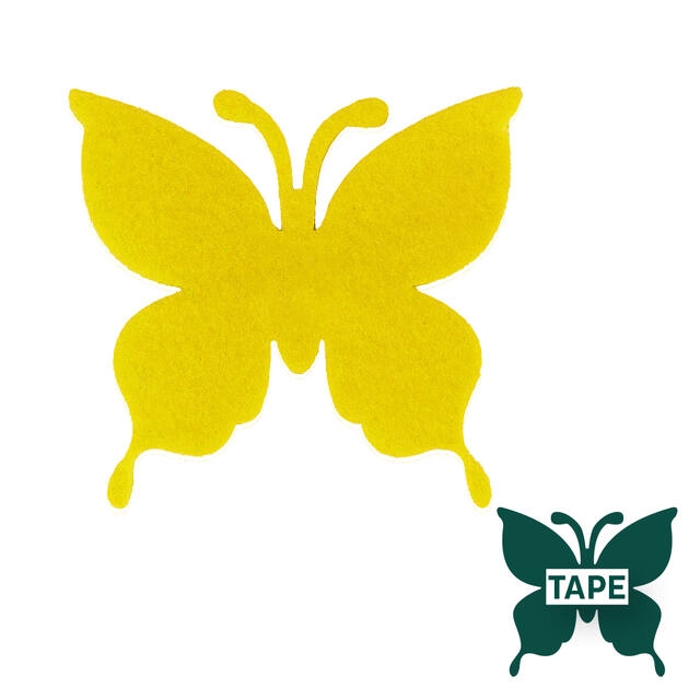 Butterfly felt 8x8,5cm + tape yellow