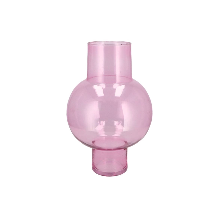 <h4>Mira Fuchsia Glass Bulb High Vase 25x25x41cm</h4>
