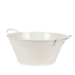 Zinc bowl with handles D18,5cm + H9cm white