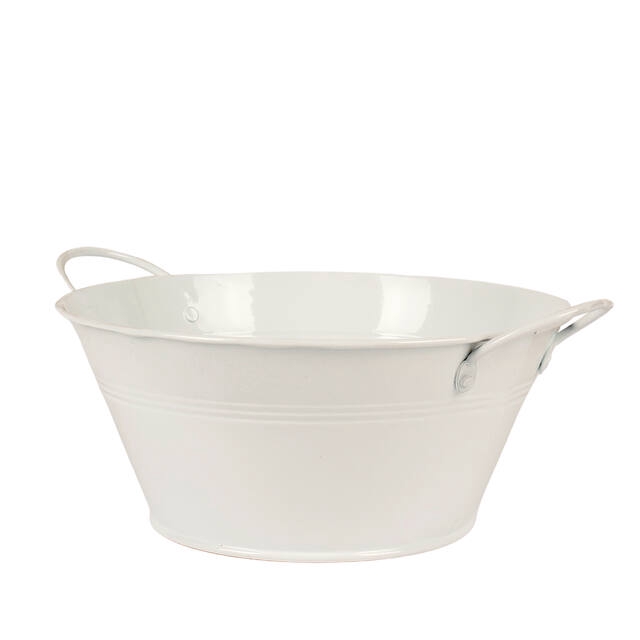 <h4>Zinc bowl with handles D18,5cm + H9cm white</h4>