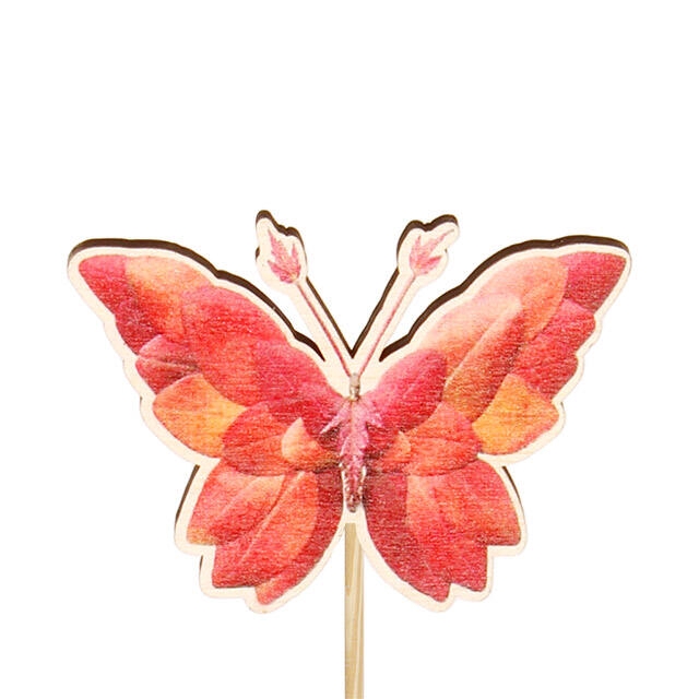 Bijsteker vlinder Lisa hout 5x8cm+12cm stok