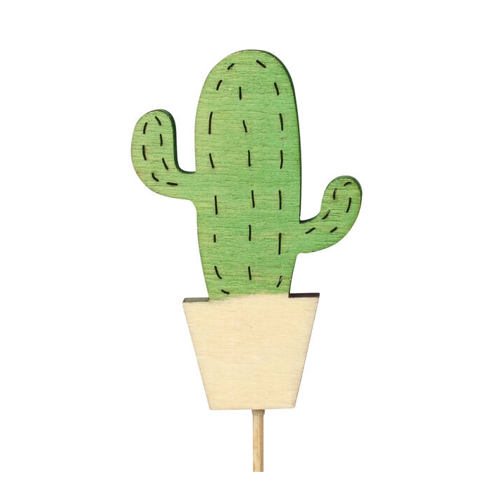 <h4>Bijsteker Cactus Hout 8x5cm + 12cm Stok</h4>
