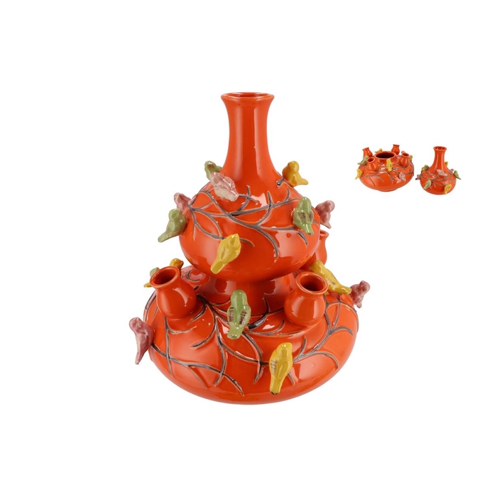 <h4>Bird Vase Orange Bubbles 33x37cm</h4>