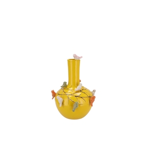 Bird Vase Yellow Tube 13x15cm