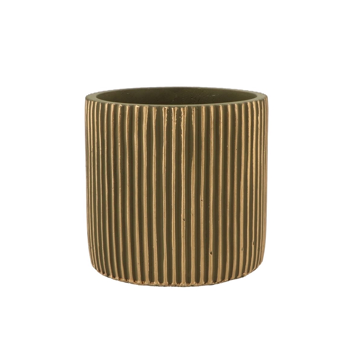 <h4>Stripes Green Gold Cylinder Pot 15x14cm Nm</h4>
