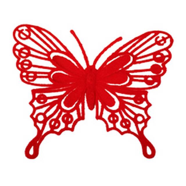 Bijsteker Vlinder baroque 9x10cm+50cm stok rood