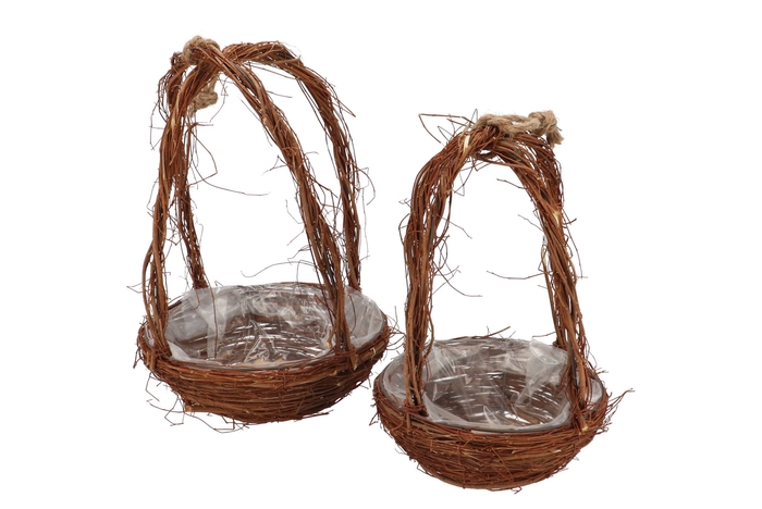 <h4>Wicker Elm Branches Brown Egg Basket Set 2</h4>