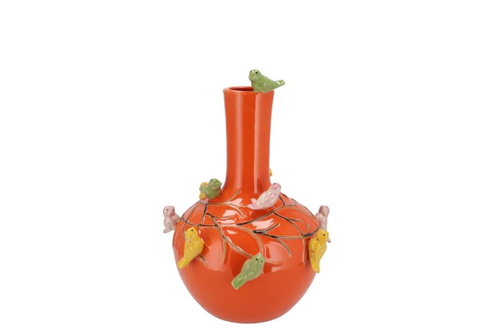 <h4>Bird Vase Orange Tube 16x17cm</h4>
