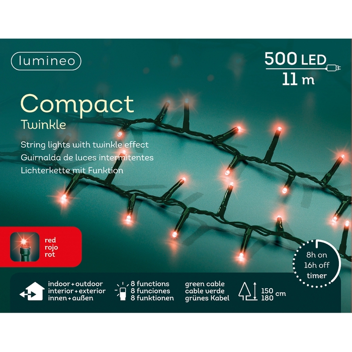 <h4>LED COMPACT BUITEN GREEN CABLE - 500LAMPS RED 1100CM</h4>
