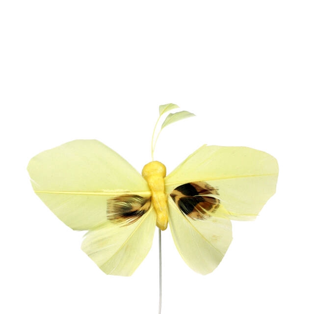 Bijsteker Butterfly 6x10cm+12cm draad 48 st. geel