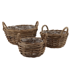 Rattan basket bowl high 40x27cm 3-pieces