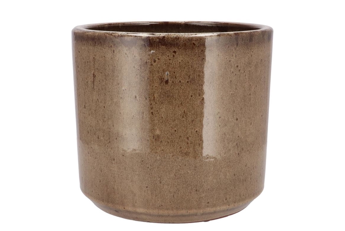 <h4>Javea Cilinder Pot Glazed Taupe 24x21cm</h4>