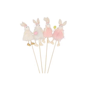 EASTER STICK FLUFFY BUNNY WHITE/PIN