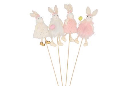 <h4>EASTER STICK FLUFFY BUNNY WHITE/PIN</h4>