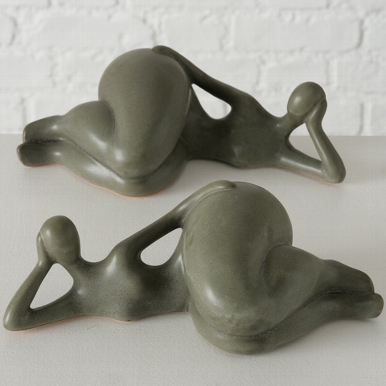 Figurine Leonika , 2 ass., Woman, H 8,00 cm, Stoneware, Grey stoneware grey