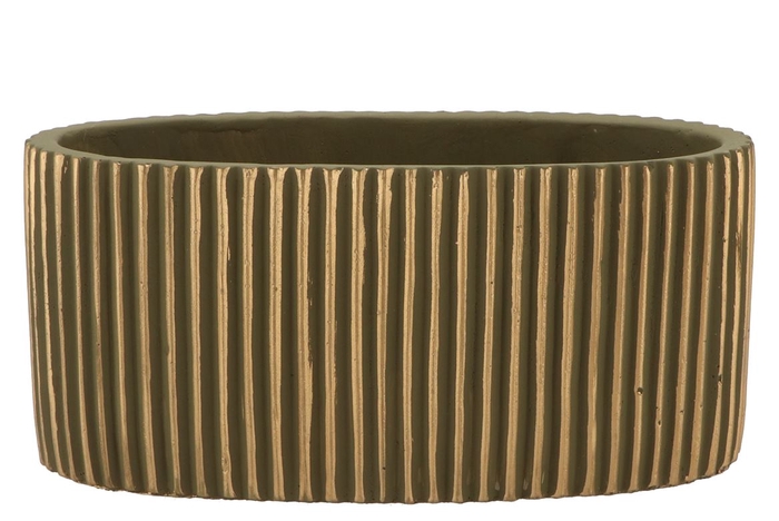 <h4>Stripes Green Gold Oval Pot 27x15x13cm Nm</h4>