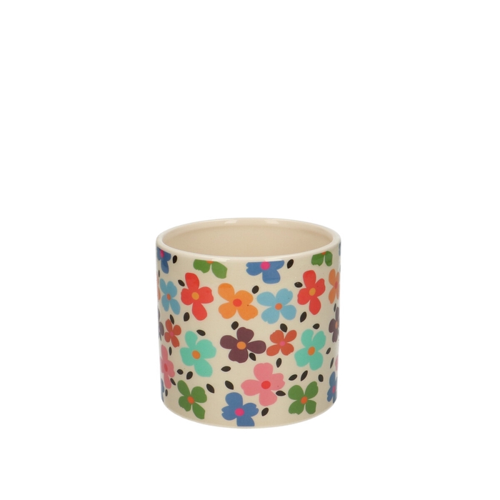 <h4>Ceramics Flowery pot d10*9.5cm</h4>