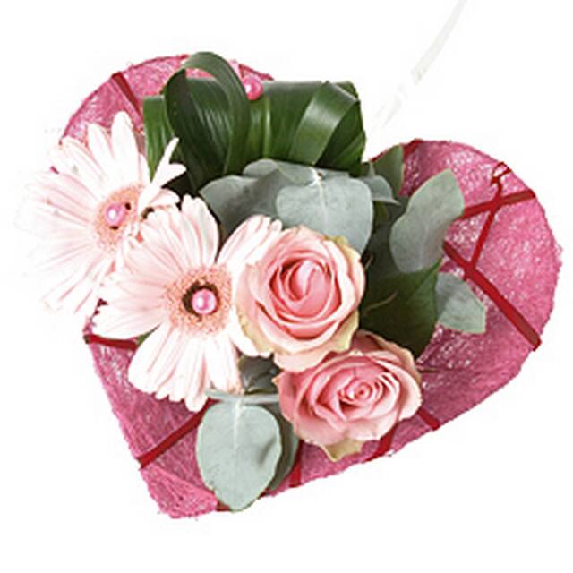 Bouquet holder heart shape Ø20cm pink