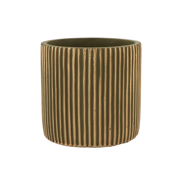 <h4>Stripes Green Gold Cylinder Pot 17x16cm Nm</h4>