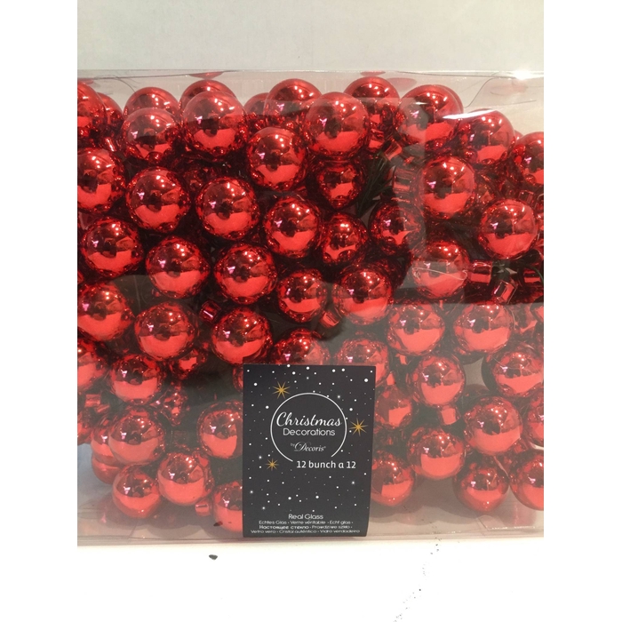 <h4>KERSTBAL GLASS 25MM ON WIRE 144PCS CHRISTMASRED</h4>