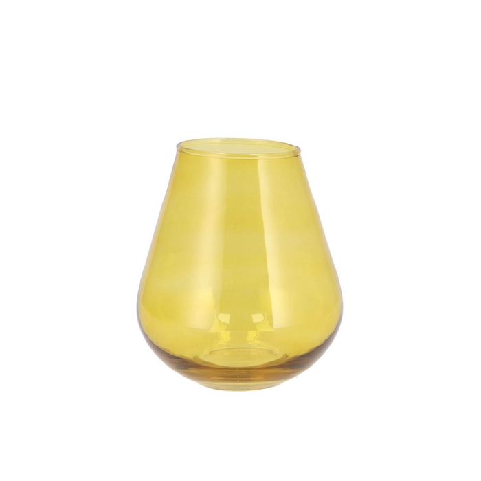 <h4>Mira Yellow Glass Wide Vase 14x14x15cm</h4>