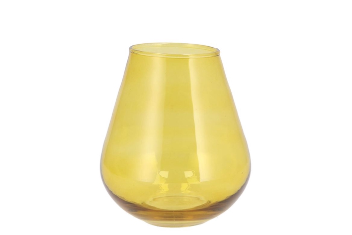 <h4>Mira Yellow Glass Wide Vase 14x14x15cm</h4>