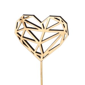 Bijsteker hart Shaped hout 8x9,5cm+12cm stok nat.