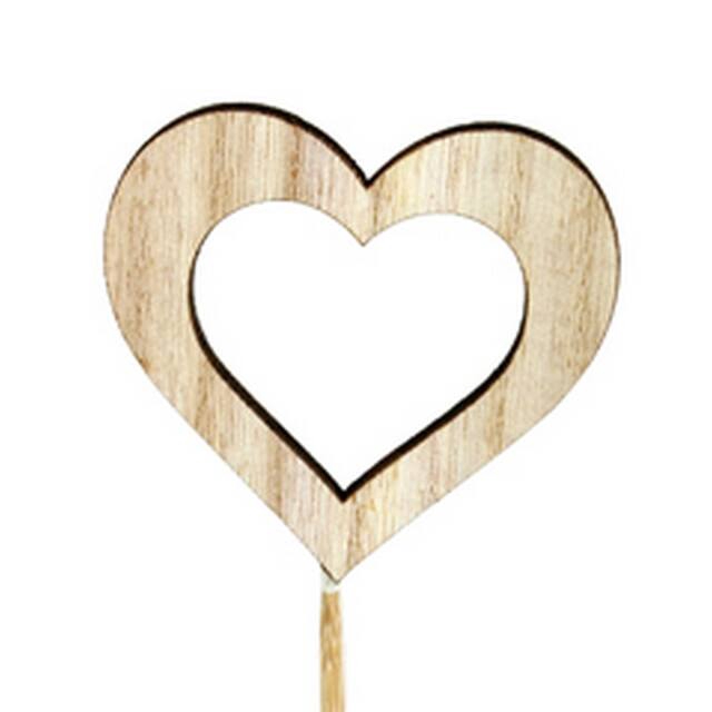 Bijsteker hart open hout 6,5x7cm+12cm stok