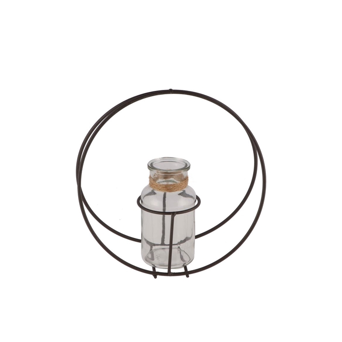 <h4>Metal Rack Circle Grey Bottle Glass 10x22cm</h4>