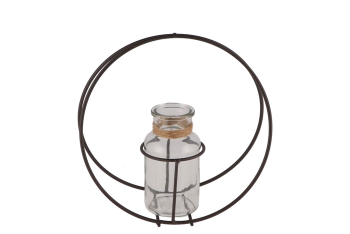<h4>Metal Rack Circle Grey Bottle Glass 10x22cm</h4>