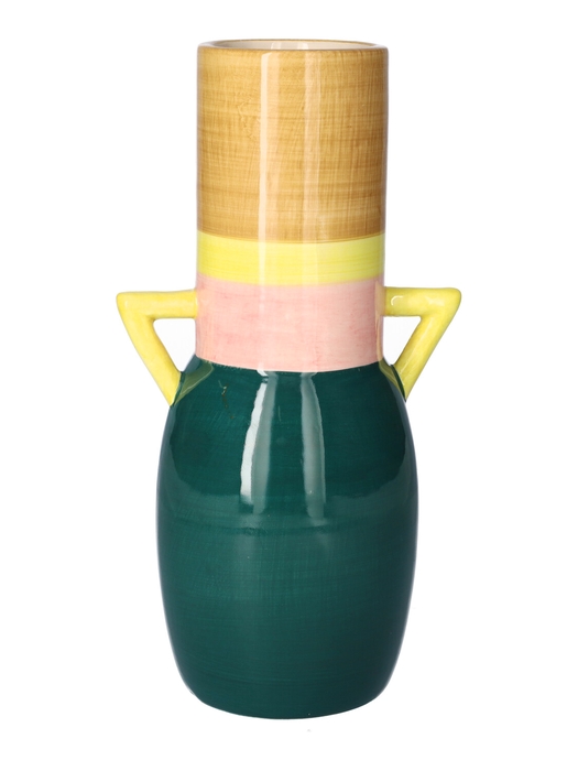 <h4>DF03-664484100 - Vase Cole2 lines d7/13.5xh25 brown/green</h4>