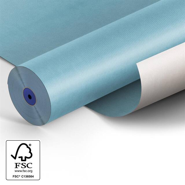 Paper 60cm kraft 50gr white Fond light blue 400m.