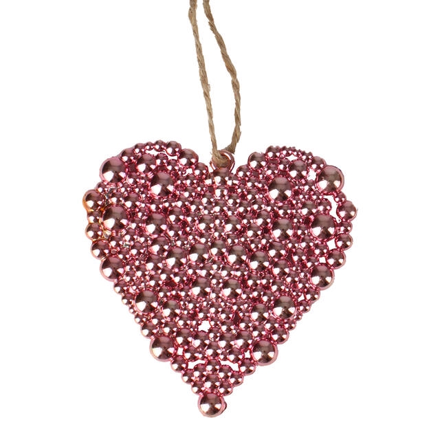 Pendant heart bubbles 7x8cm + 16cm string pink