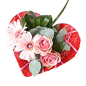 Bouquet holder sisal heart Ø15cm Deco-line red