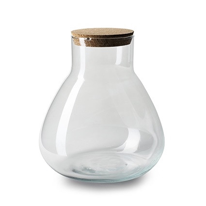 Glass Ball vase+cork d22*26cm