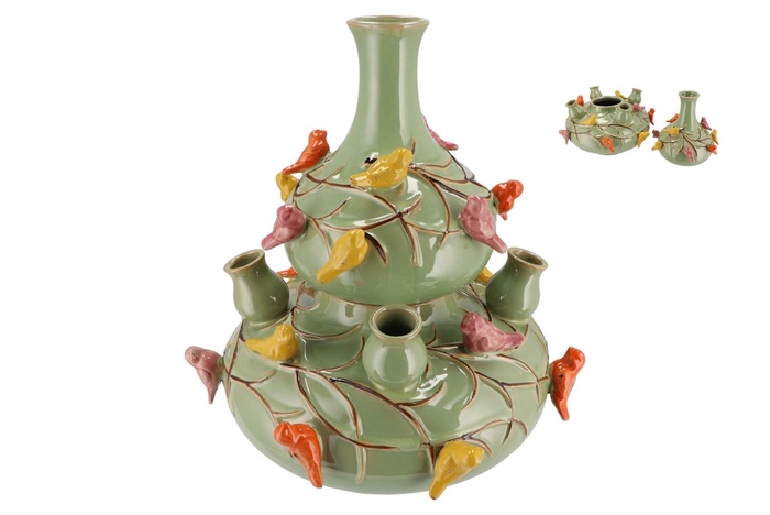 Bird Vase Pistache Bubbles 33x37cm