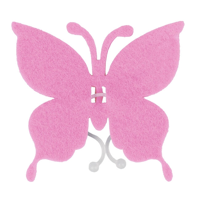 <h4>Vlinder vilt 8x8,5cm + clip roze</h4>
