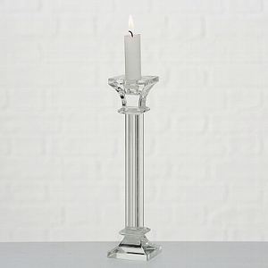 Candle holder Apollo, H 25,00 cm, L 6,00 cm, Clear glass, Transparent glass clear clear