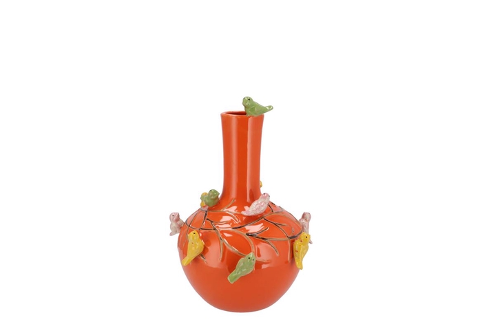 <h4>Bird Vase Orange Tube 13x15cm</h4>