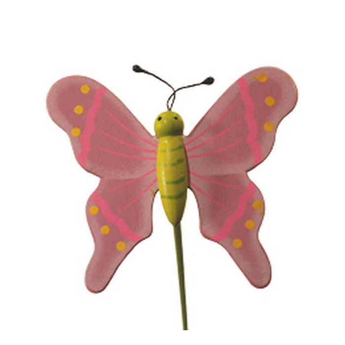 <h4>Bijsteker Vlinder Flying Hout 7x8cm+50cm Stok Lila</h4>