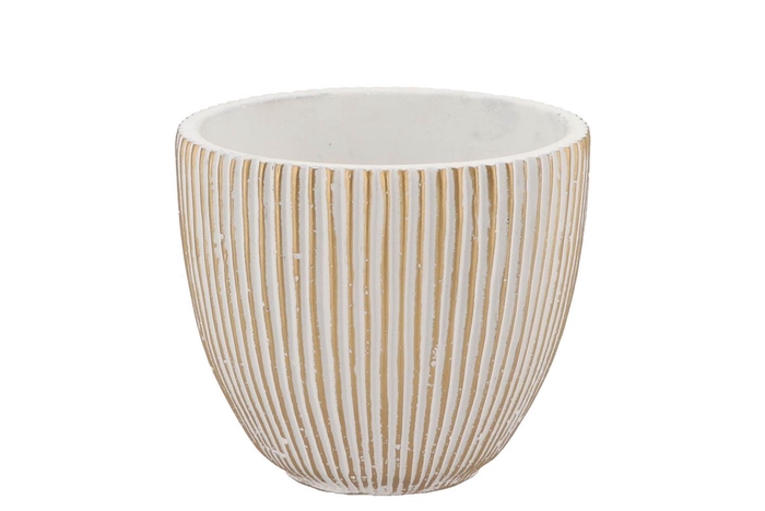 <h4>Stripes White Gold Egg Pot 14x13cm Nm</h4>
