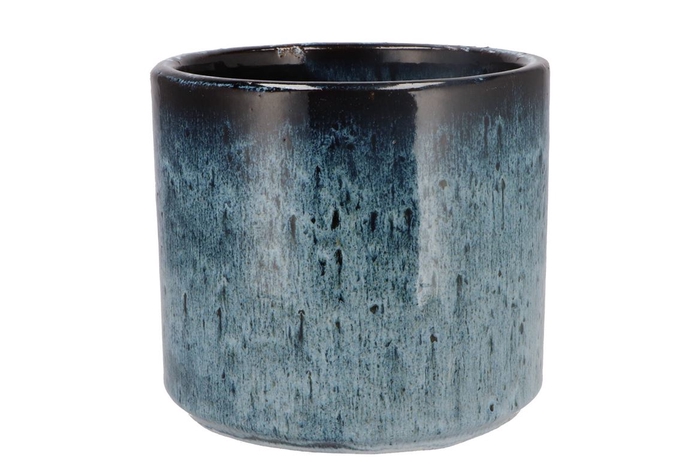 Javea Cilinder Pot Glazed Blue 20x18cm